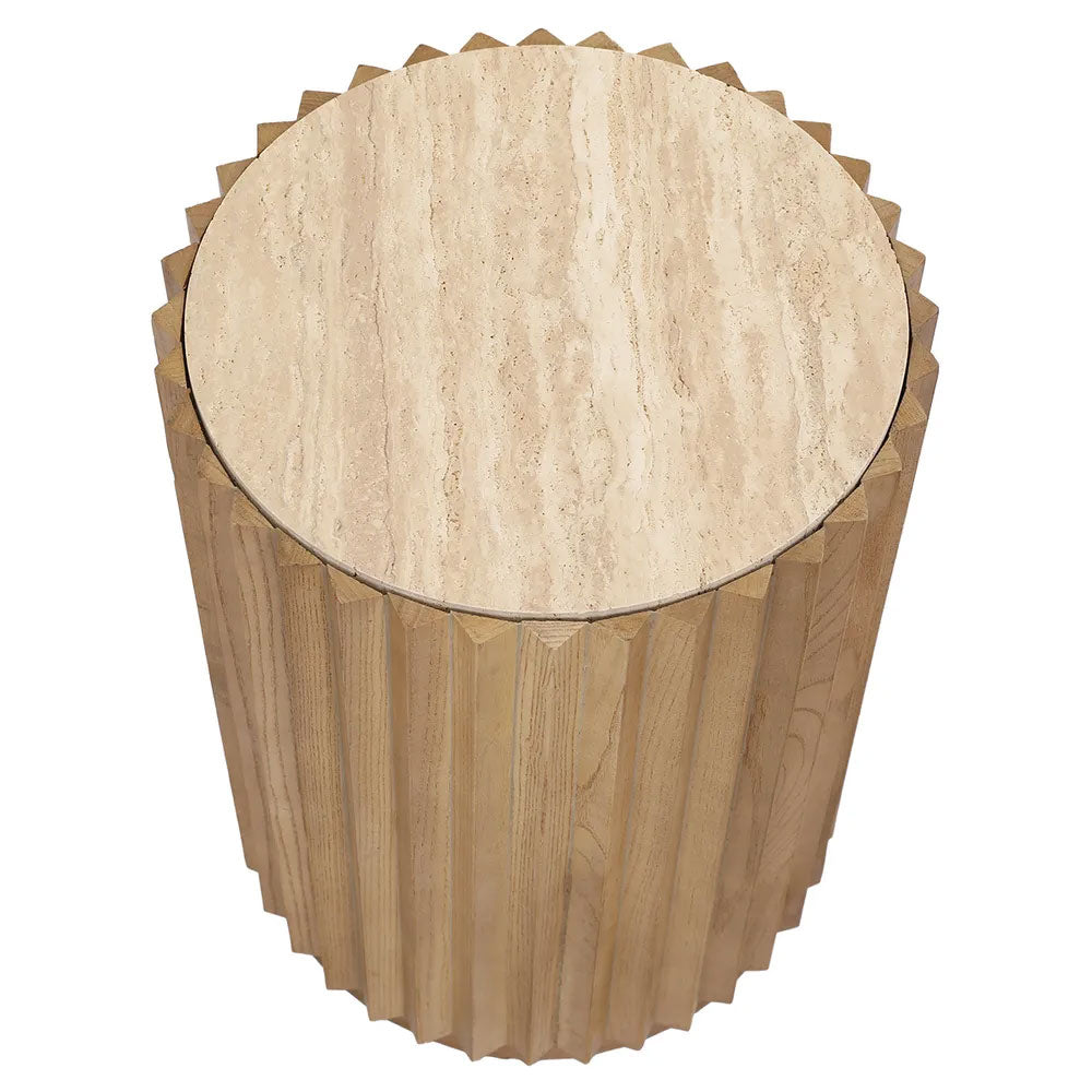 Carter Travertine Side Table Walnut - 33367