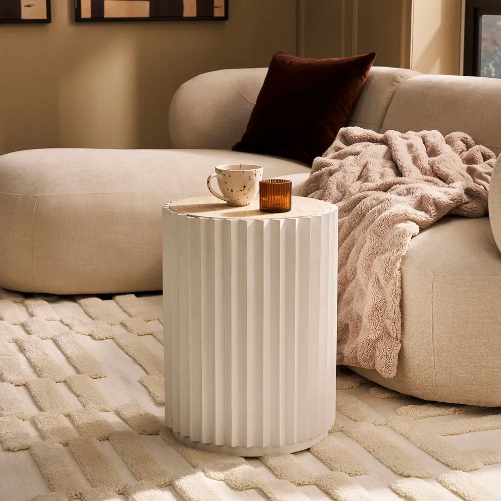 Carter Travertine Side Table White - 33368