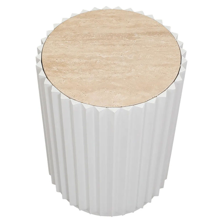 Carter Travertine Side Table White - 33368