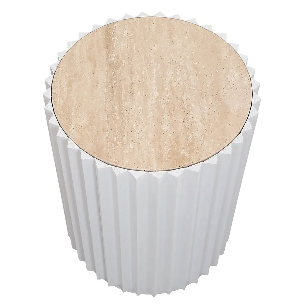 Carter Travertine Side Table White - 33368