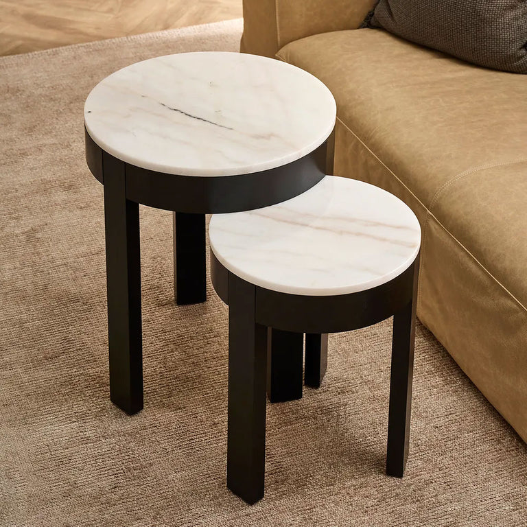 Oliver Marble Side Table Black Large - 33371