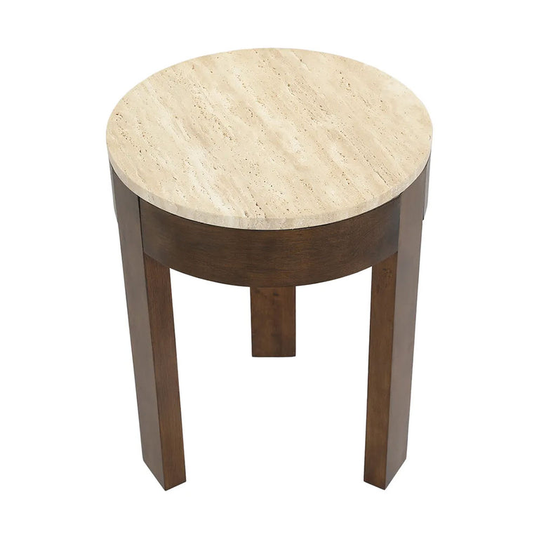 Oliver Travertine Side Table Brown Small - 33375