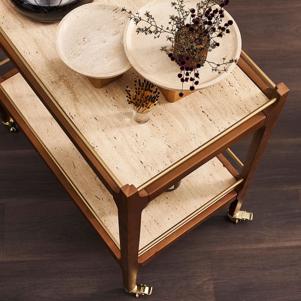 Ashley Travertine Bar Cart Walnut - 33384