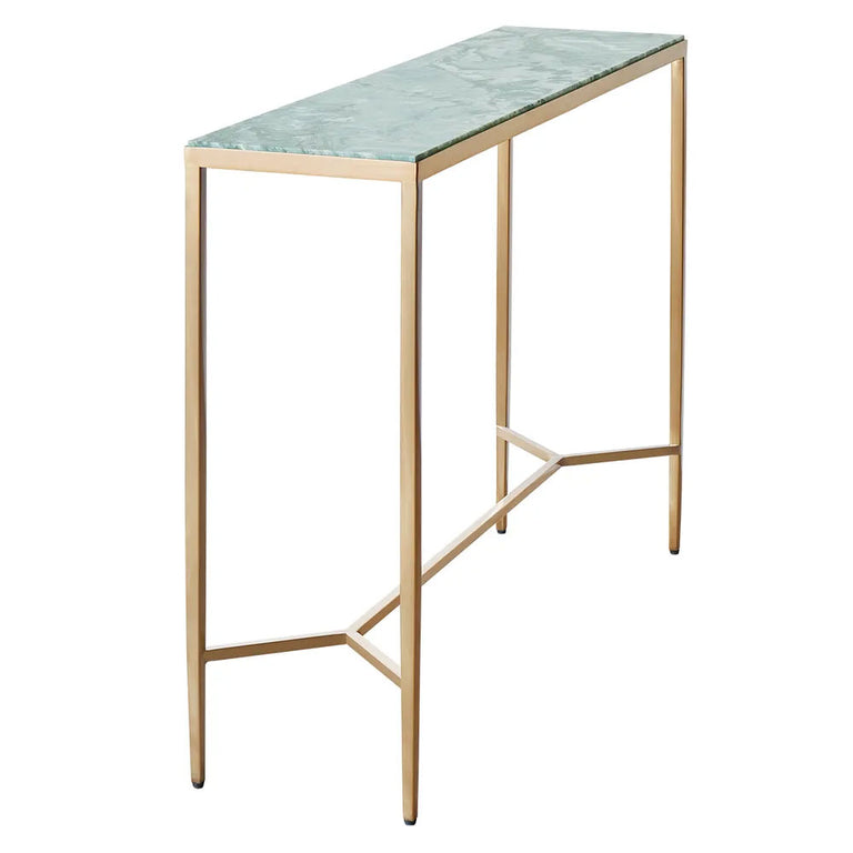 Chloe Dusty Jade Marble Console Table Large Gold - 33431