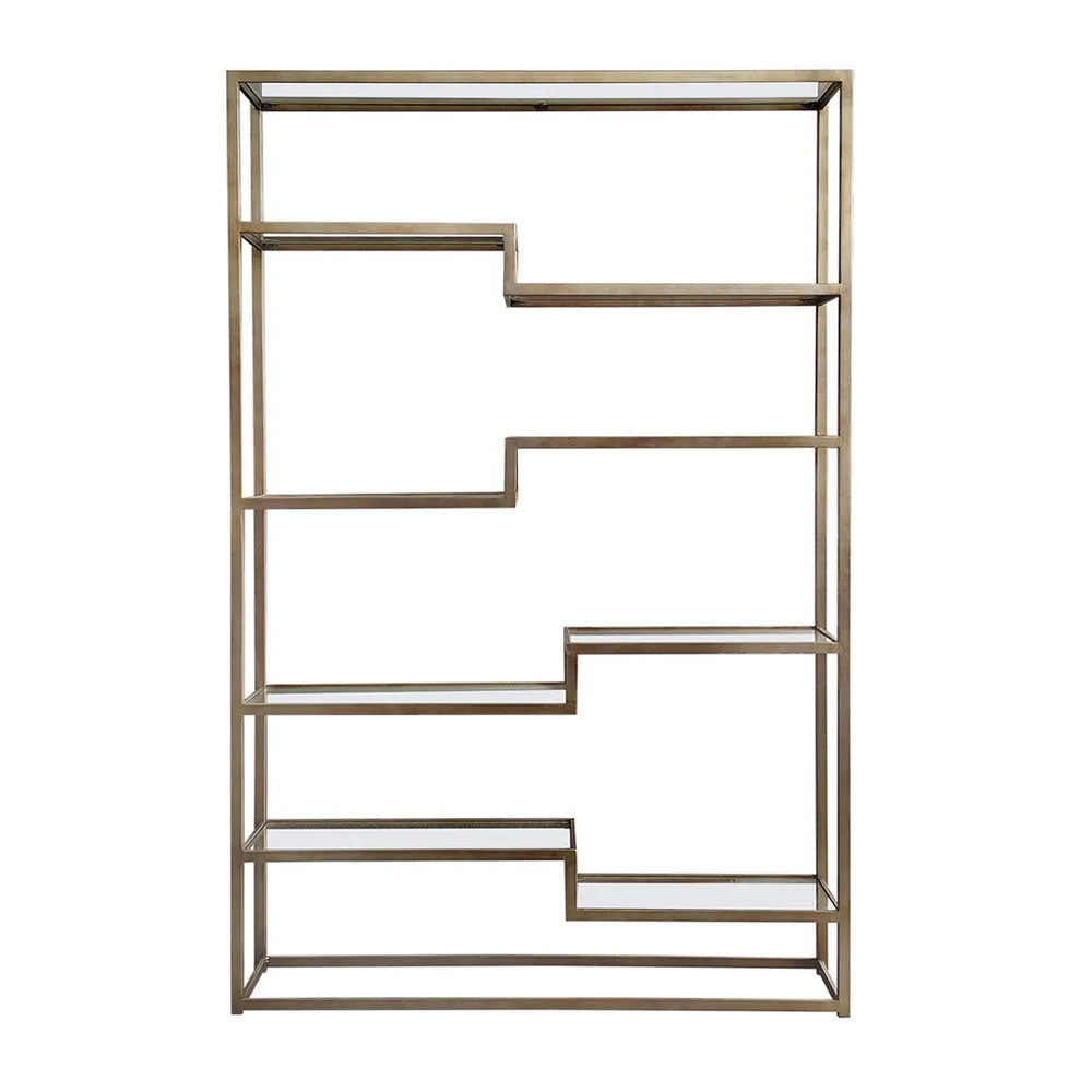 Mistique Glass Shelving Unit Antique Gold - 33517