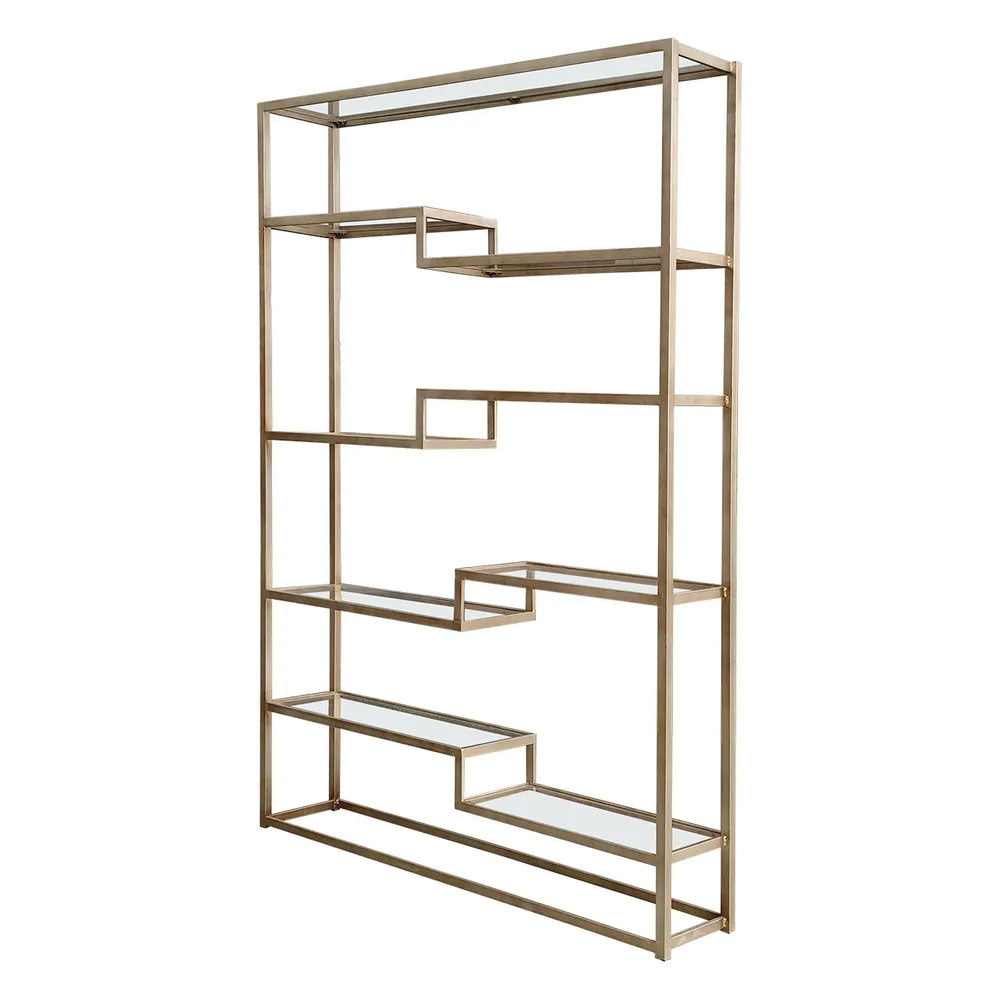 Mistique Glass Shelving Unit Antique Gold - 33517