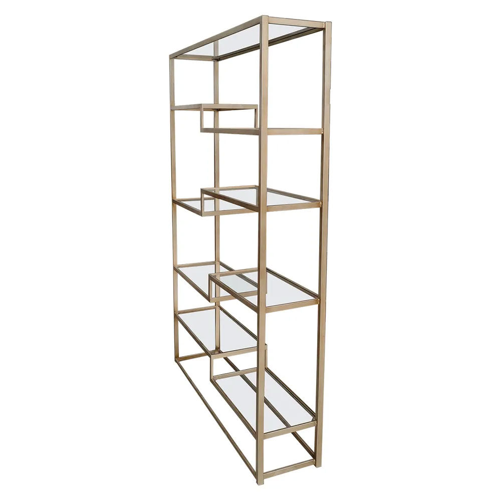 Mistique Glass Shelving Unit Antique Gold - 33517