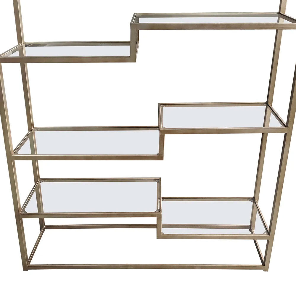 Mistique Glass Shelving Unit Antique Gold - 33517