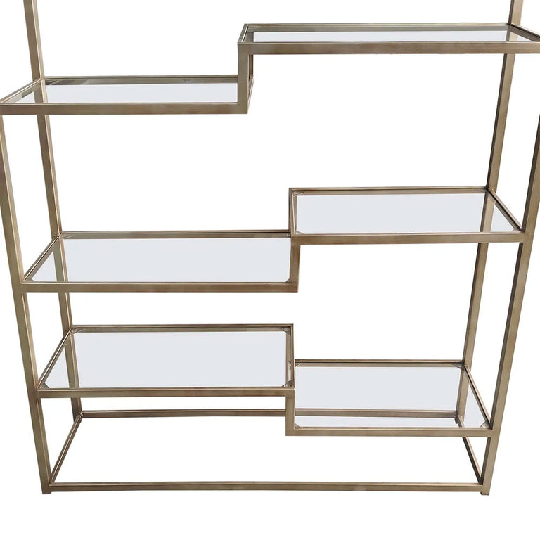 Mistique Glass Shelving Unit Antique Gold - 33517