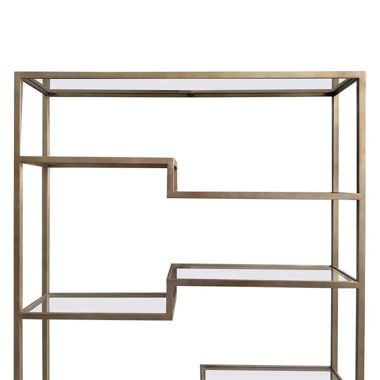 Mistique Glass Shelving Unit Antique Gold - 33517