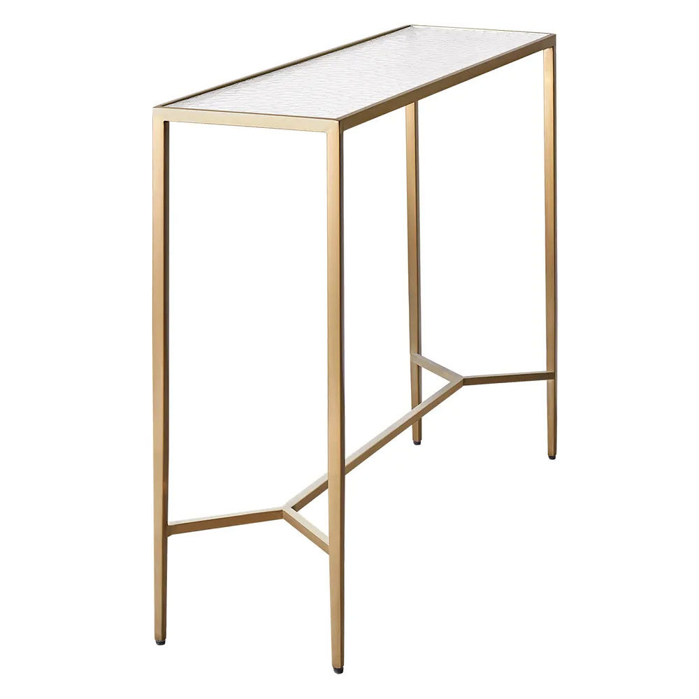 Chloe Rippled Glass Console Table Large Gold - 33716