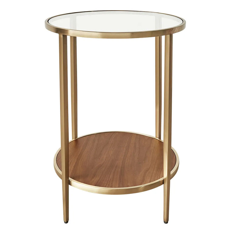 Chloe Glass and Timber Side Table Gold - 33723
