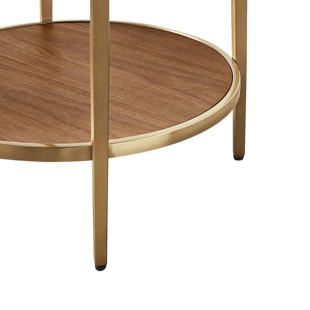 Chloe Glass and Timber Side Table Gold - 33723