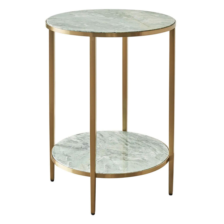 Chloe Dusty Jade Marble Side Table Gold - 33724