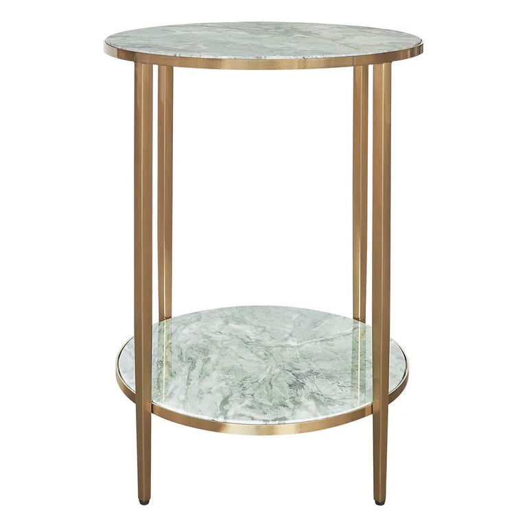 Chloe Dusty Jade Marble Side Table Gold - 33724