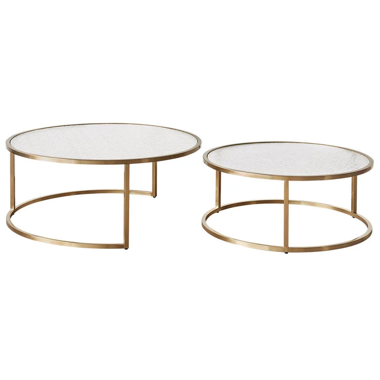 Chloe Rippled Glass Nesting Coffee Table Gold - 33725