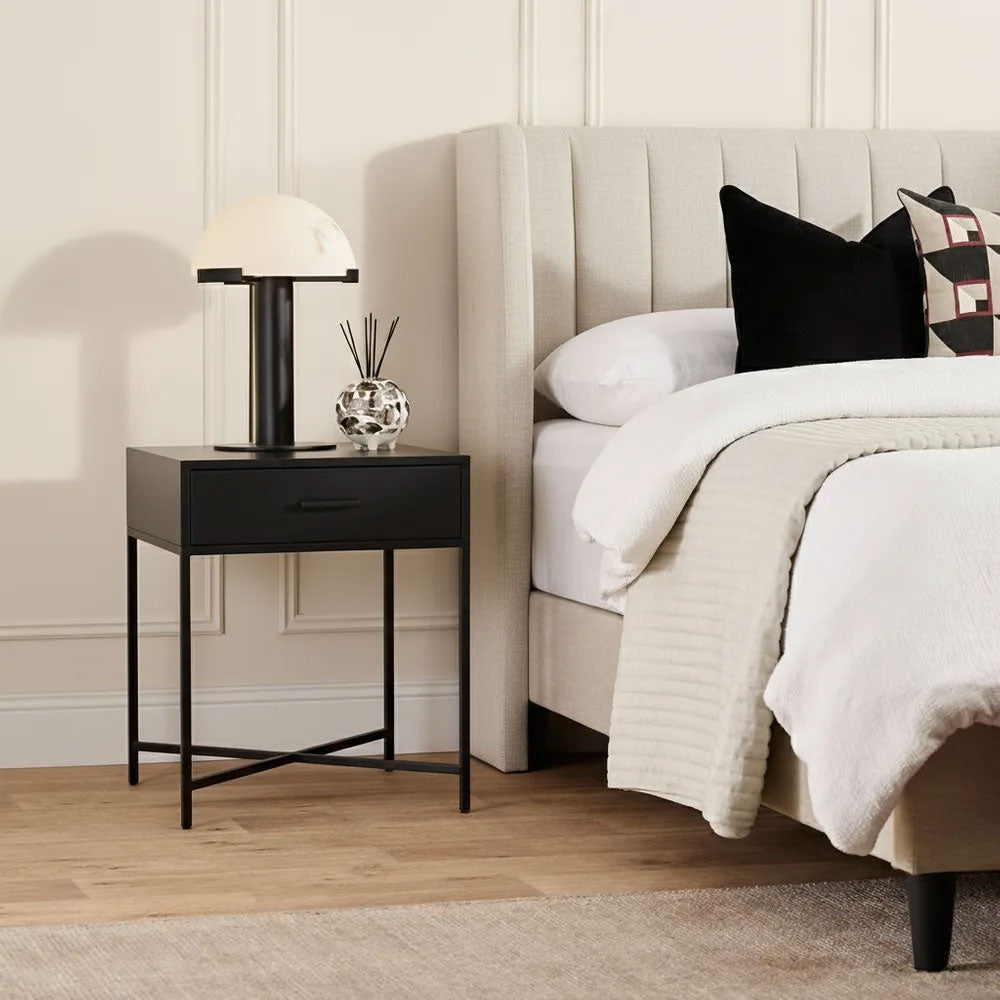 Nessa 1 Drawer Bedside Table All Black - 33895