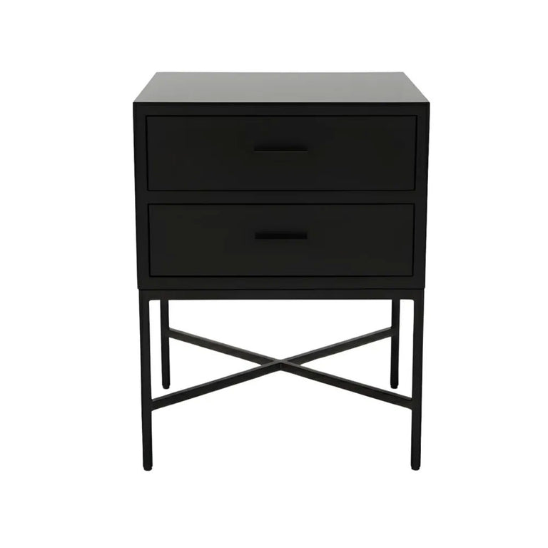 Nessa 2 Drawer Bedside Table All Black - 33897