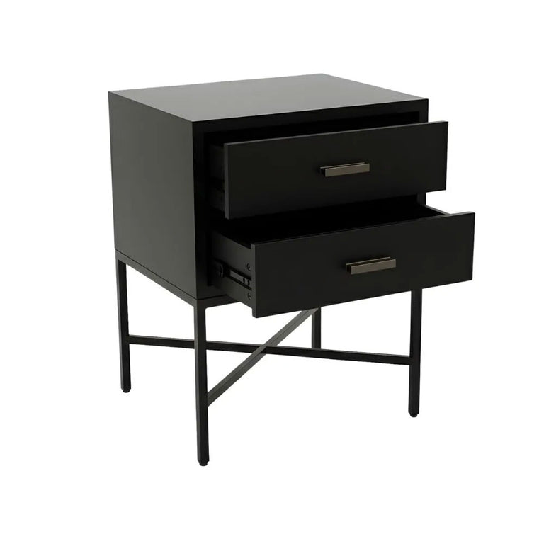Nessa 2 Drawer Bedside Table All Black - 33897