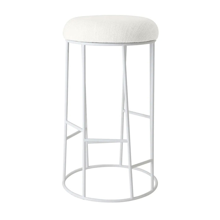 Aiden White Steel Bar Stool Natural Linen - 33903