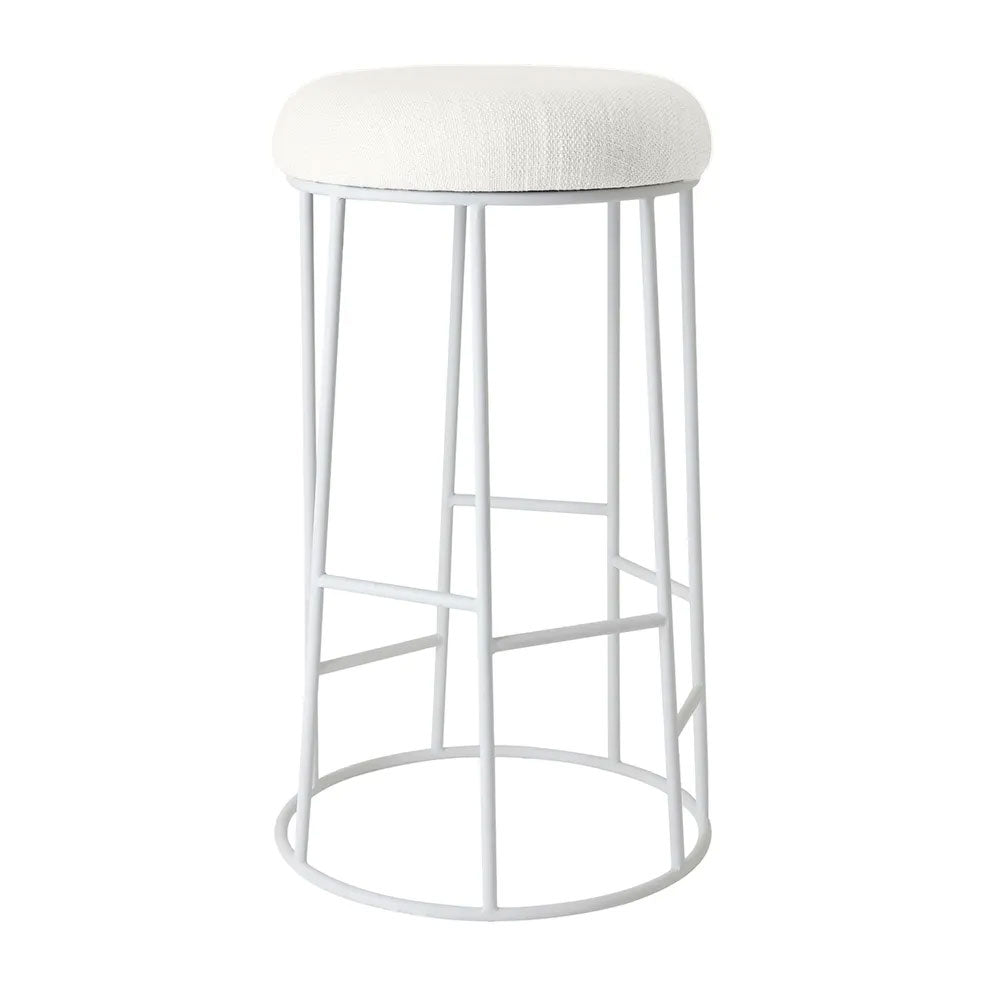 Aiden White Steel Bar Stool Natural Linen - 33903