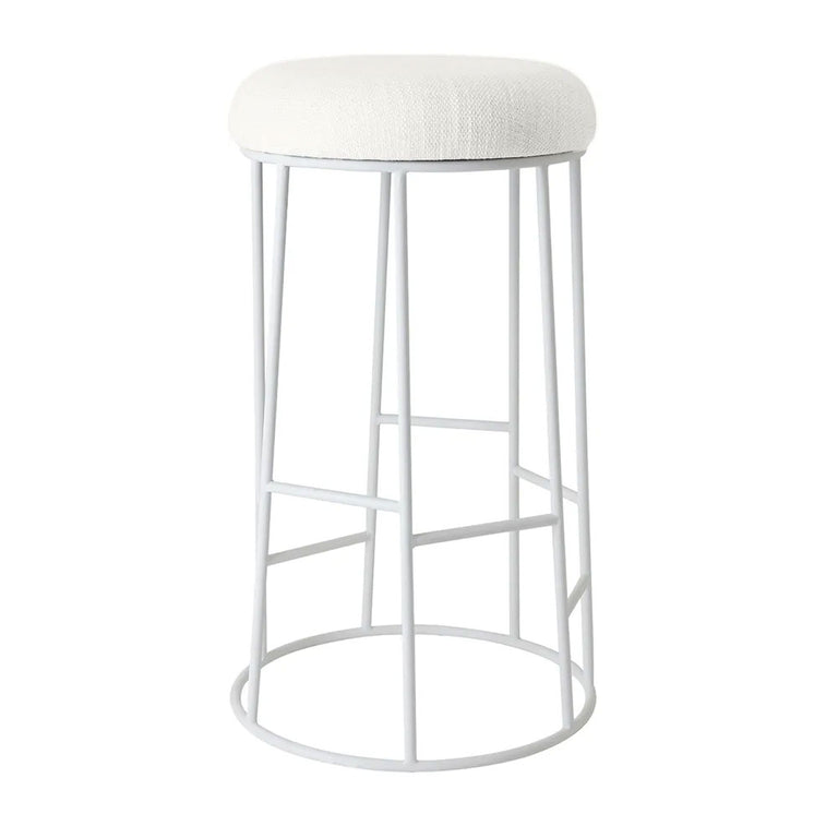 Aiden White Steel Bar Stool Natural Linen - 33903