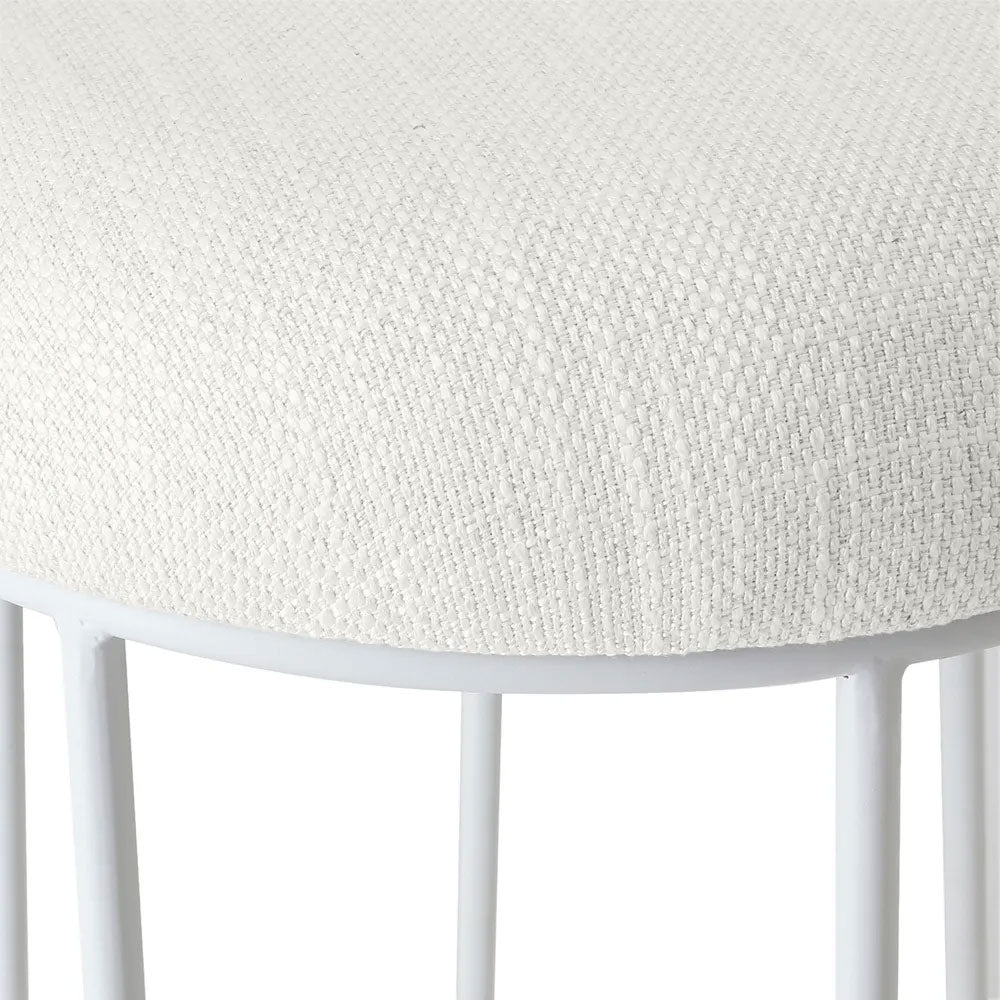 Aiden White Steel Bar Stool Natural Linen - 33903