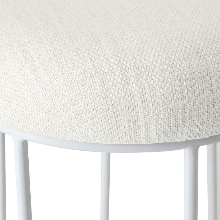 Aiden White Steel Bar Stool Natural Linen - 33903