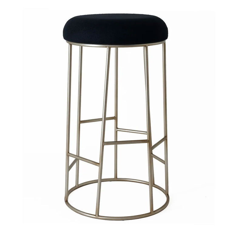 Aiden Gold Steel Bar Stool Black Linen - 33905
