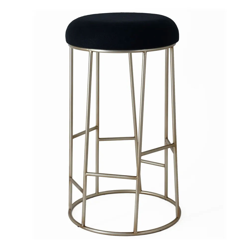 Aiden Gold Steel Bar Stool Black Linen - 33905