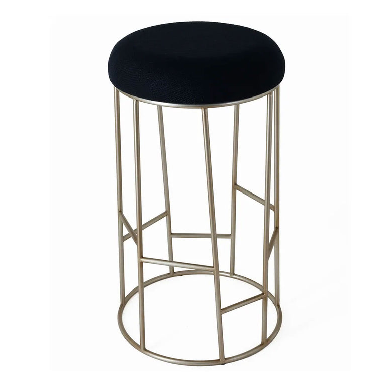 Aiden Gold Steel Bar Stool Black Linen - 33905