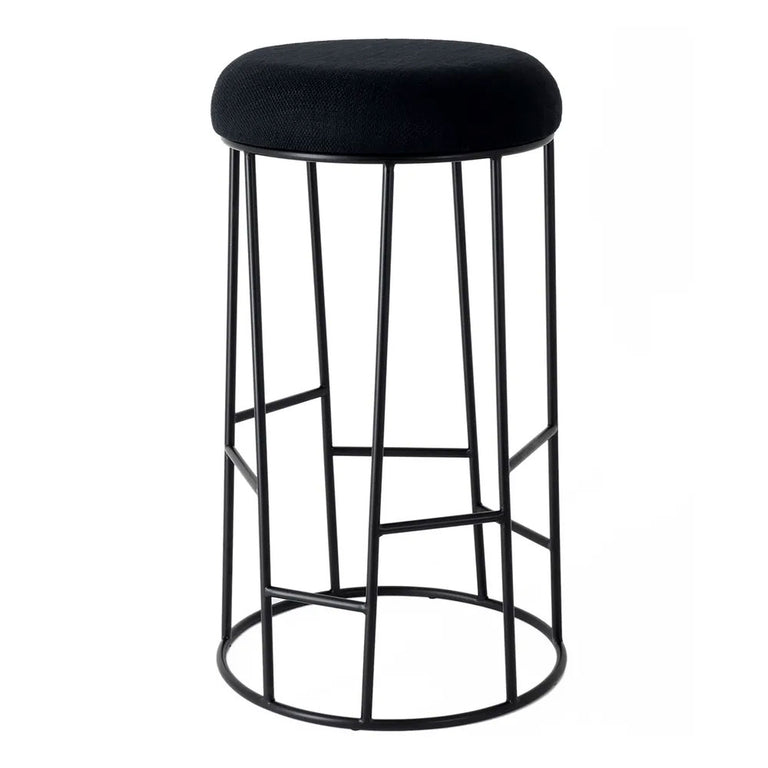 Aiden Black Steel Bar Stool Black Linen - 33906