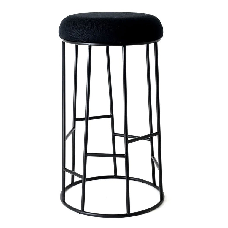 Aiden Black Steel Bar Stool Black Linen - 33906