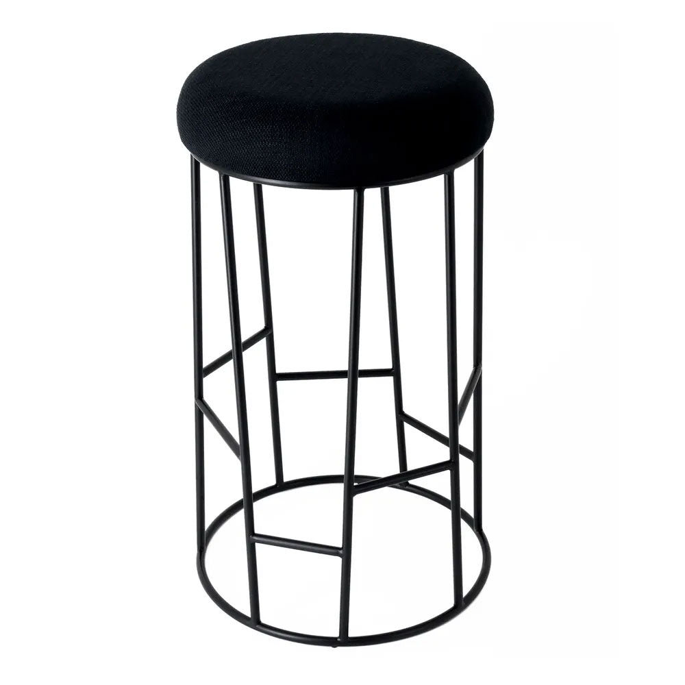 Aiden Black Steel Bar Stool Black Linen - 33906