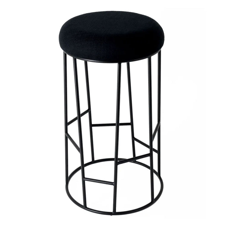 Aiden Black Steel Bar Stool Black Linen - 33906