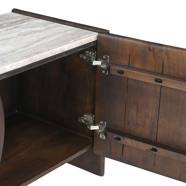Edwin River Brown Marble Entertainment Unit Dark Walnut - 33916