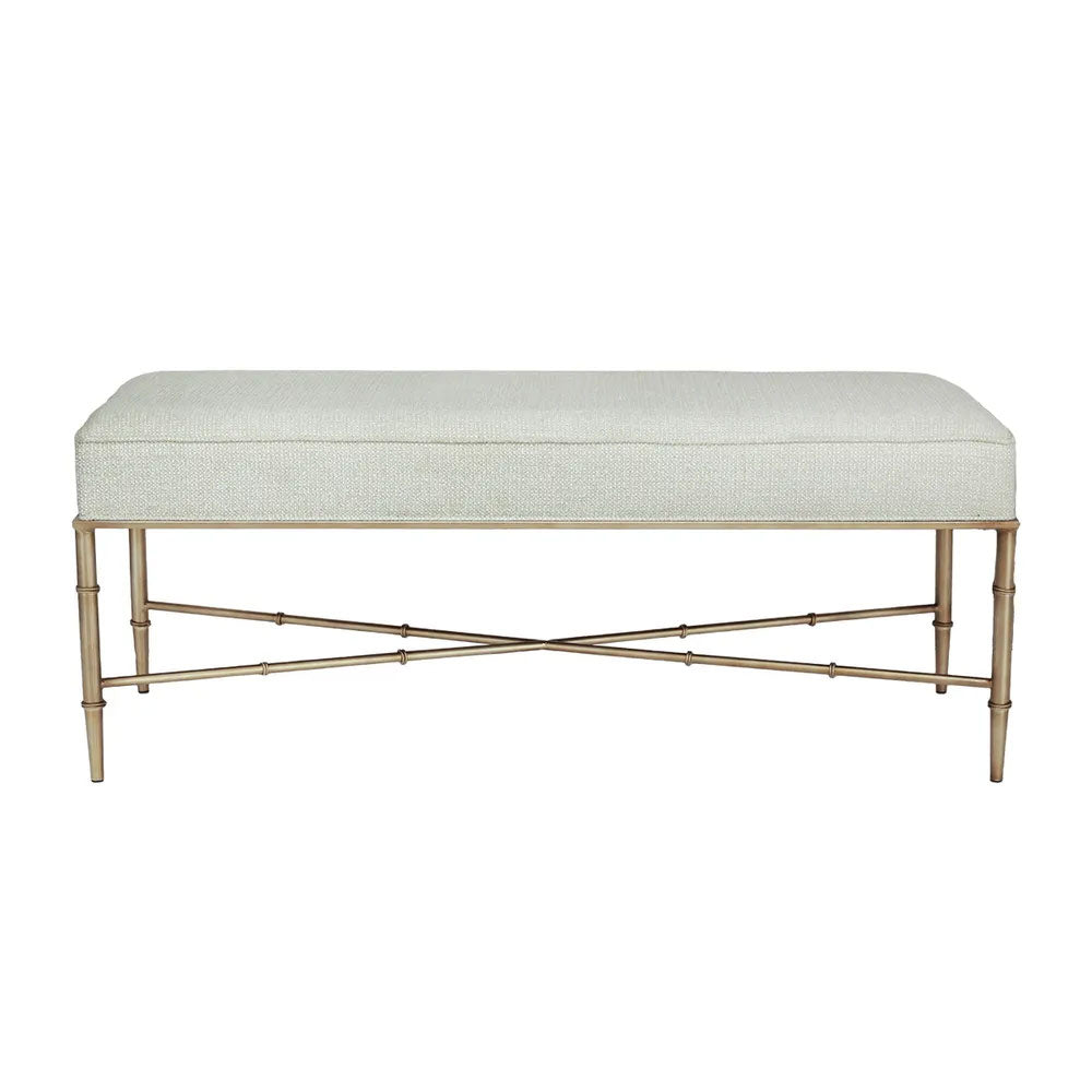 Hacienda Antique Gold Iron Bench Ottoman Speckle Ecru - 34149