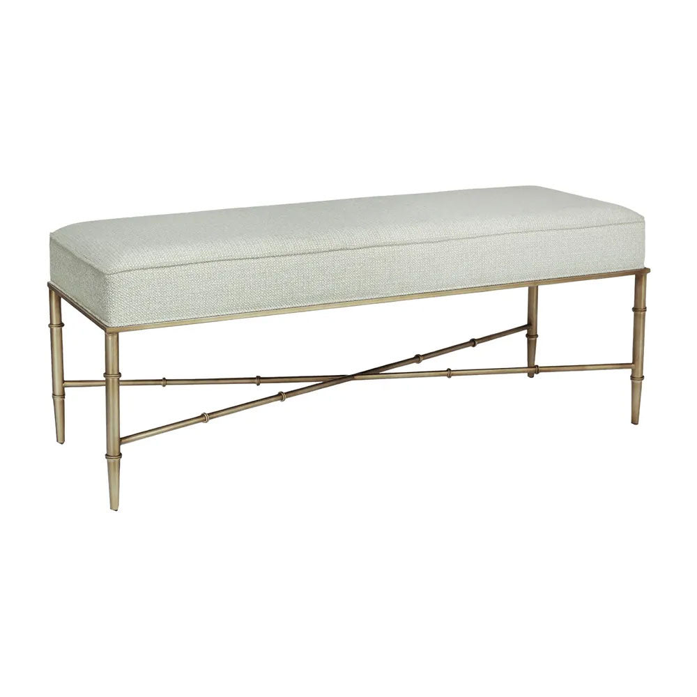 Hacienda Antique Gold Iron Bench Ottoman Speckle Ecru - 34149