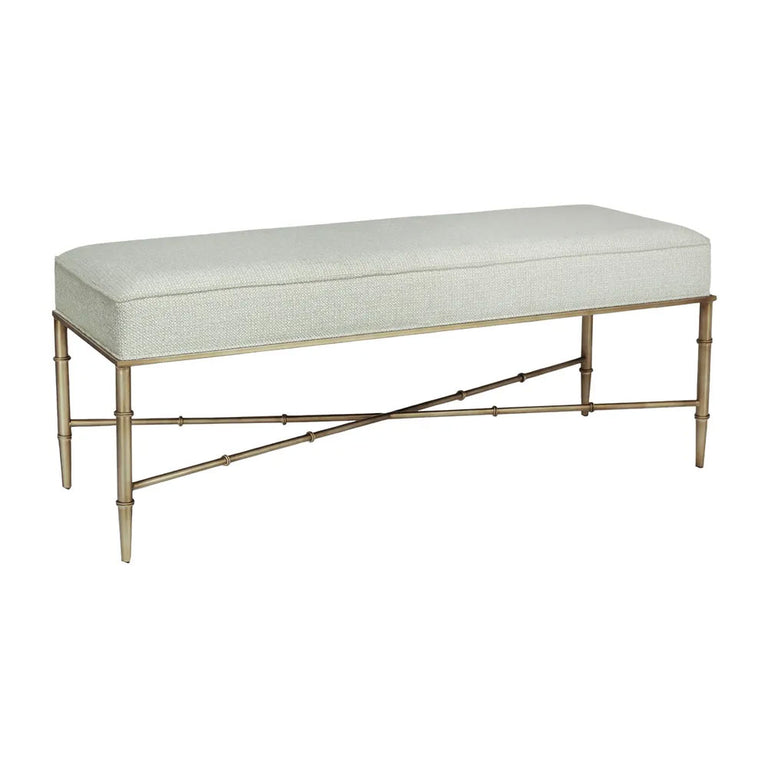 Hacienda Antique Gold Iron Bench Ottoman Speckle Ecru - 34149