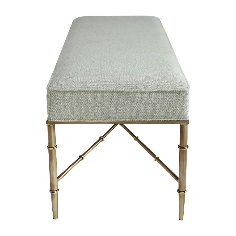 Hacienda Antique Gold Iron Bench Ottoman Speckle Ecru - 34149