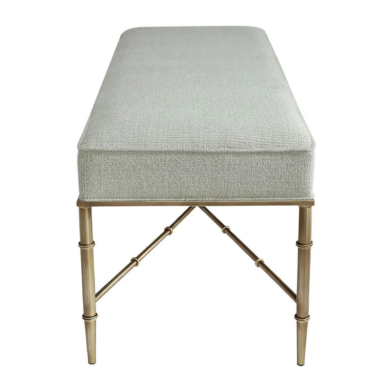 Hacienda Antique Gold Iron Bench Ottoman Speckle Ecru - 34149
