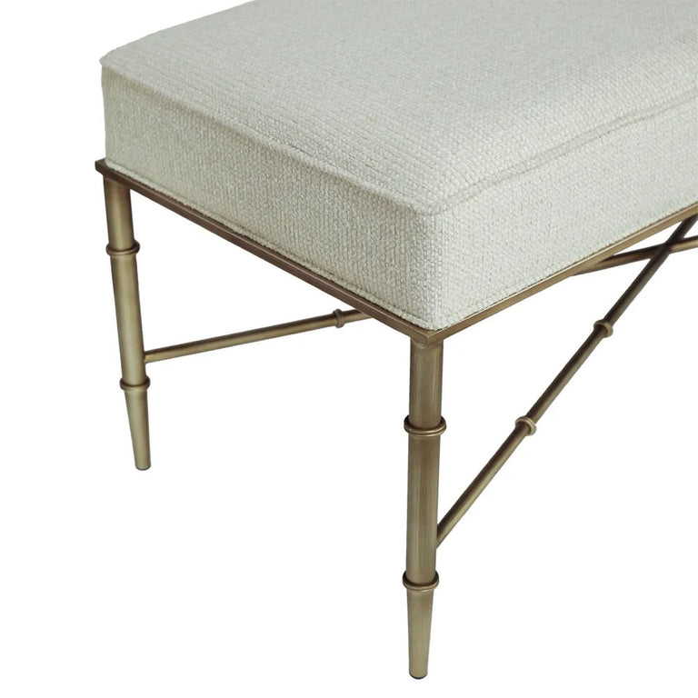 Hacienda Antique Gold Iron Bench Ottoman Speckle Ecru - 34149