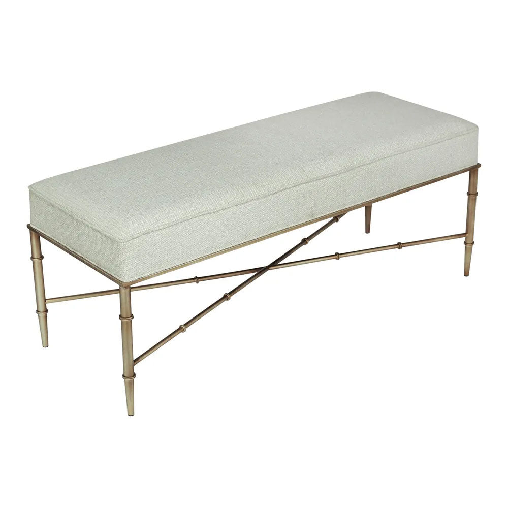 Hacienda Antique Gold Iron Bench Ottoman Speckle Ecru - 34149