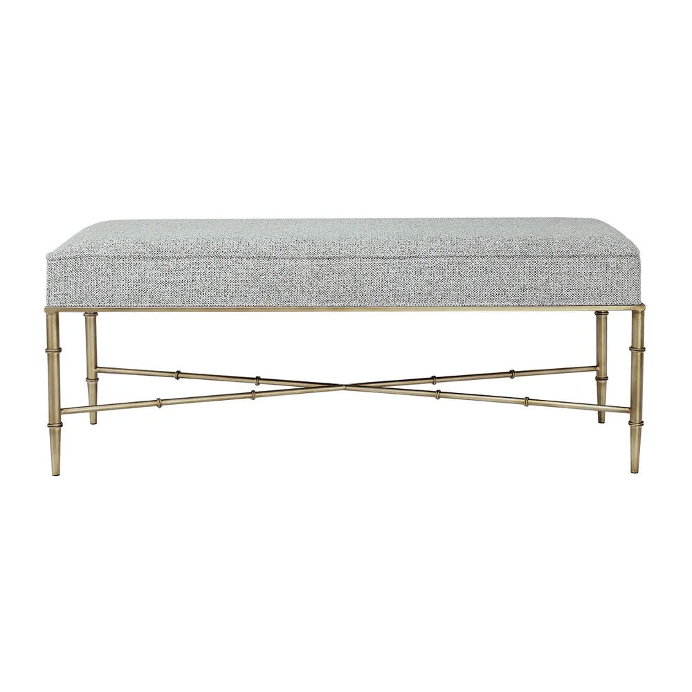 Hacienda Antique Gold Iron Bench Ottoman Salt & Pepper - 34150