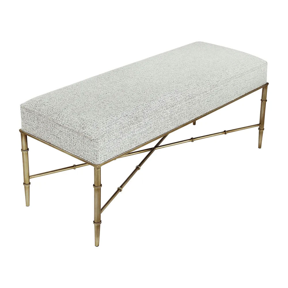 Hacienda Antique Gold Iron Bench Ottoman Salt & Pepper - 34150