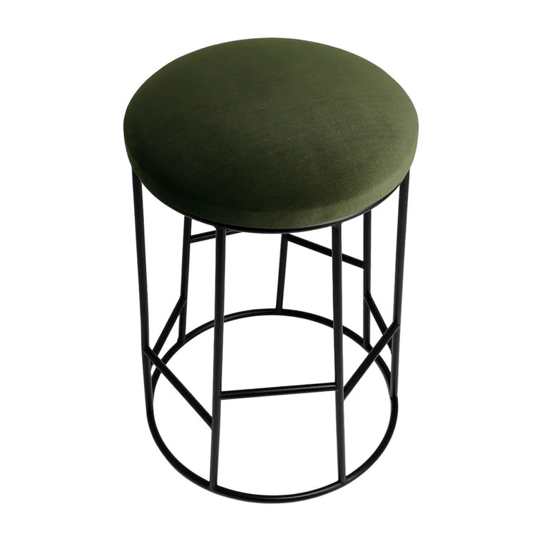 Aiden Black Steel Kitchen Stool Range Moss Velvet - 34167