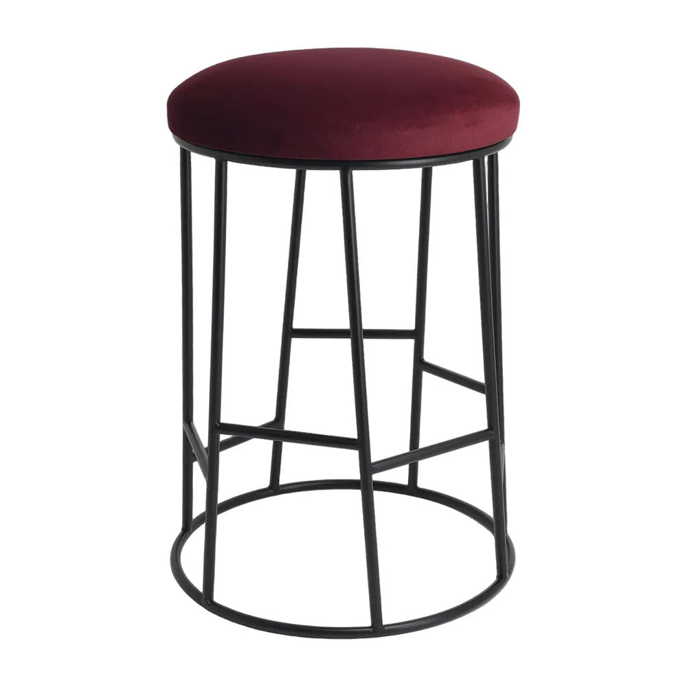 Aiden Black Steel Kitchen Stool Range Mulberry Velvet - 34168