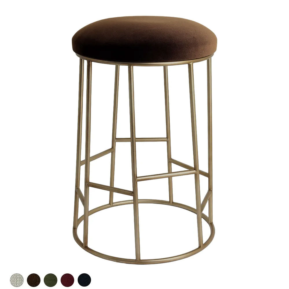 Aiden Gold Steel Kitchen Stool Range Dark Chocolate Velvet - 34170