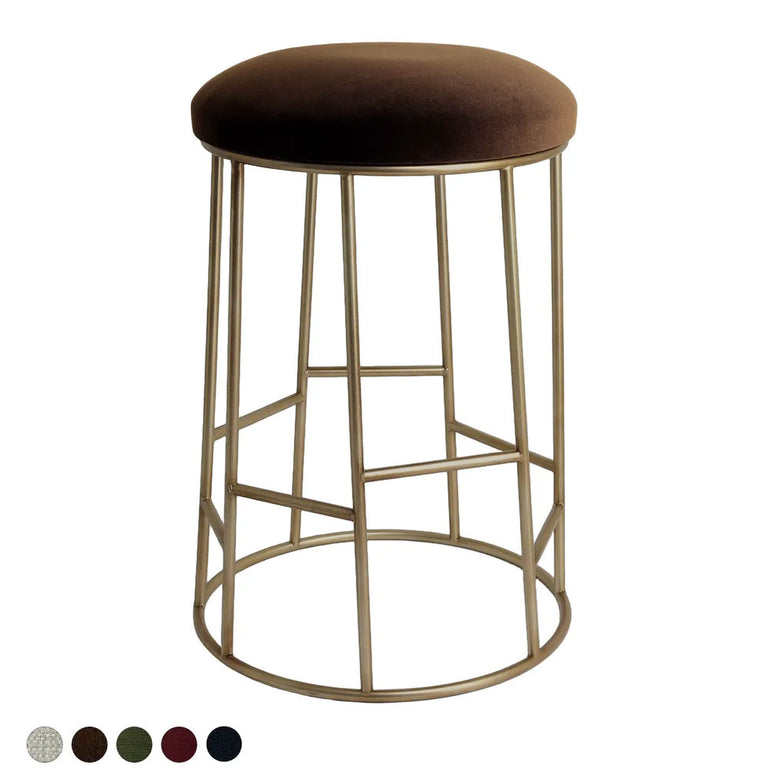 Aiden Gold Steel Kitchen Stool Range Dark Chocolate Velvet - 34170