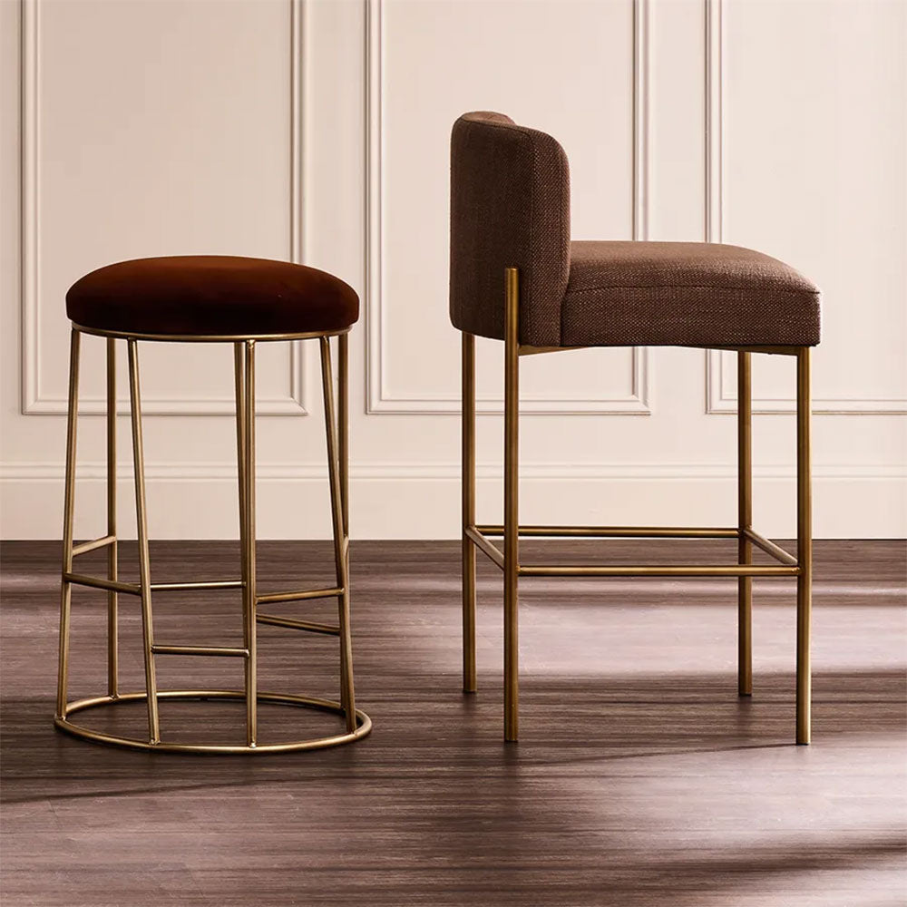 Aiden Gold Steel Kitchen Stool Range Dark Chocolate Velvet - 34170